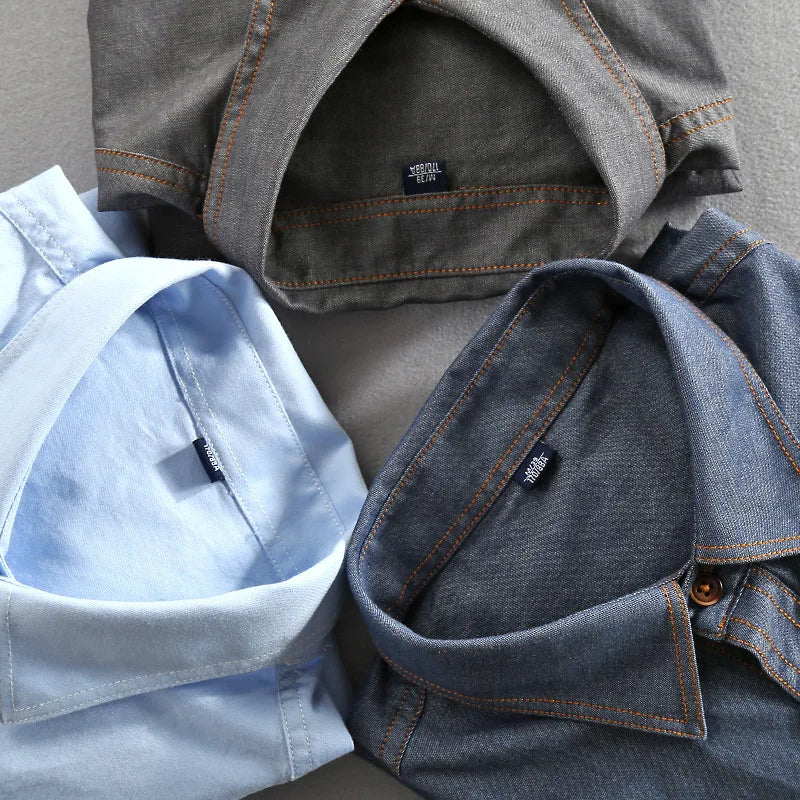 Domenico Men's Denim Shirt | Classic Fit, Faded Wash - Image 4
