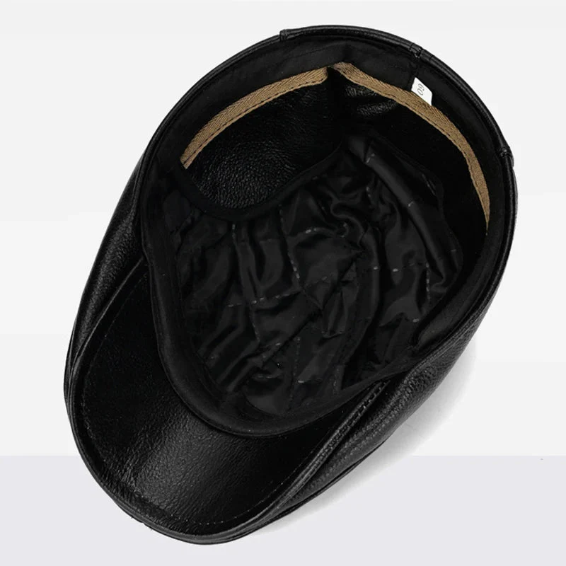 Fredo Leather Flat Cap - Image 4