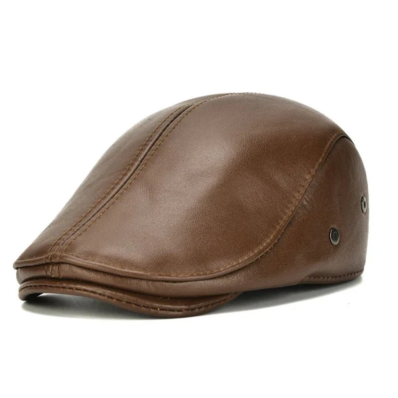 Fredo Leather Flat Cap - Image 6