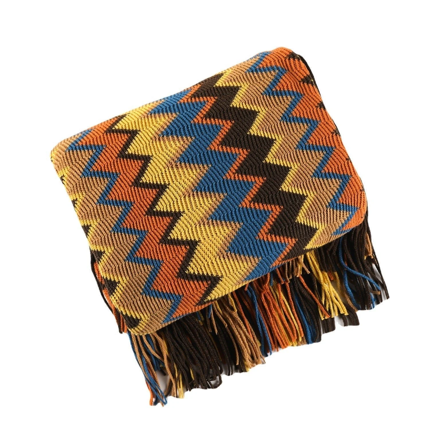 Handwoven Boho Chevron Coverlet in Earthy Colors – Soft and Stylish Bedspread - Image 3