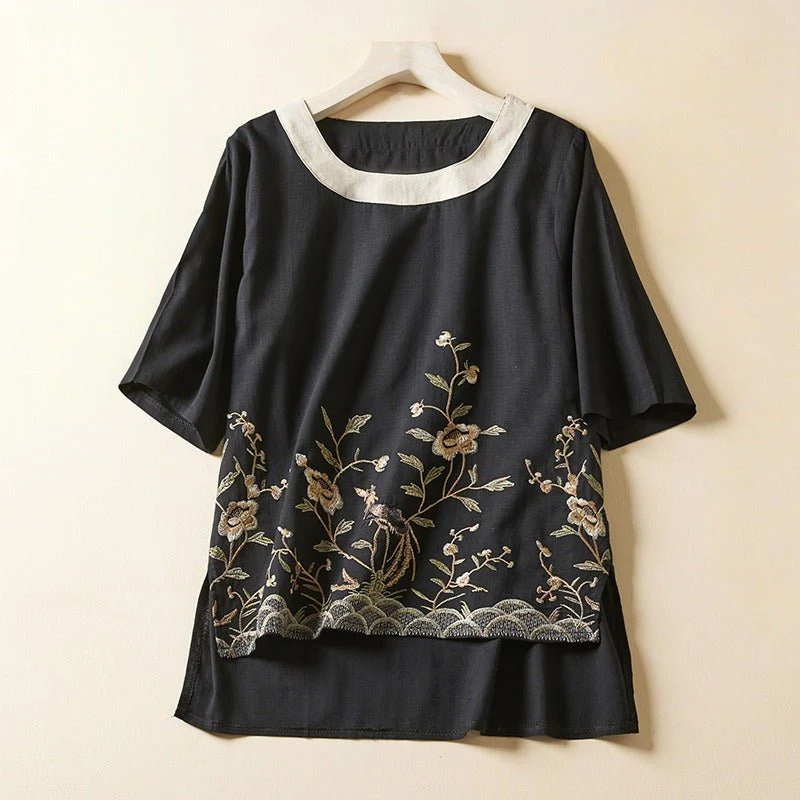 Kira Women's Blouse | Airy Linen with Embroidery - Image 10