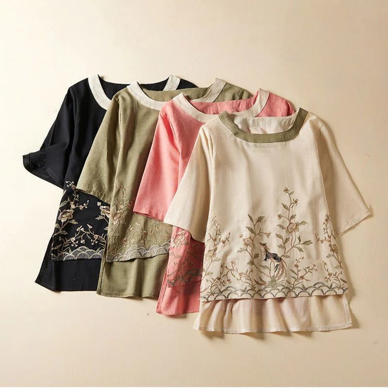Kira Women's Blouse | Airy Linen with Embroidery - Image 6