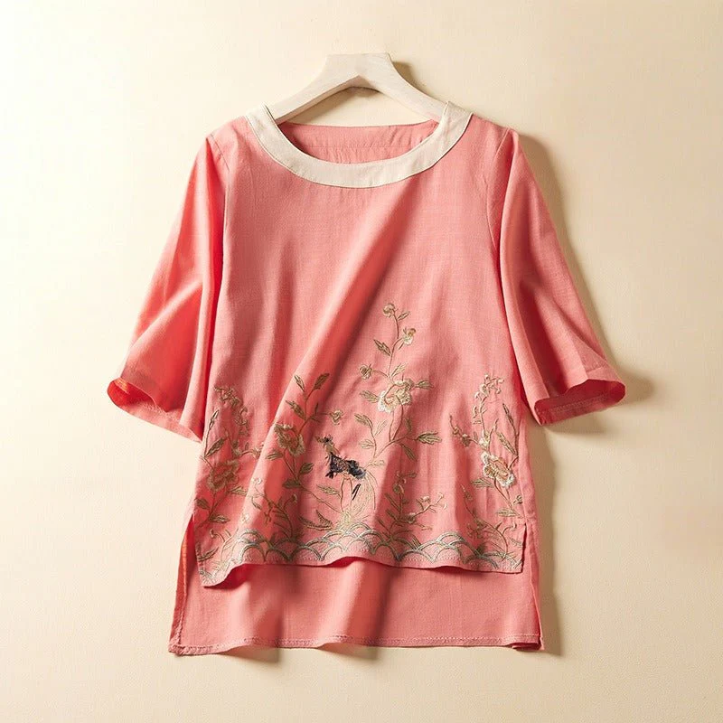 Kira Women's Blouse | Airy Linen with Embroidery - Image 7
