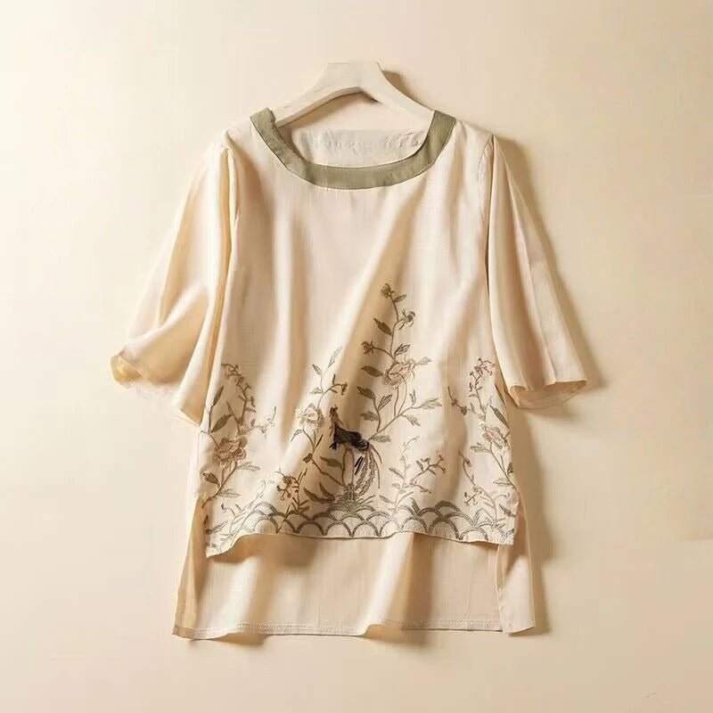 Kira Women's Blouse | Airy Linen with Embroidery - Image 8