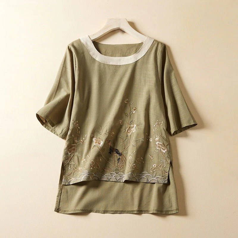 Kira Women's Blouse | Airy Linen with Embroidery - Image 9