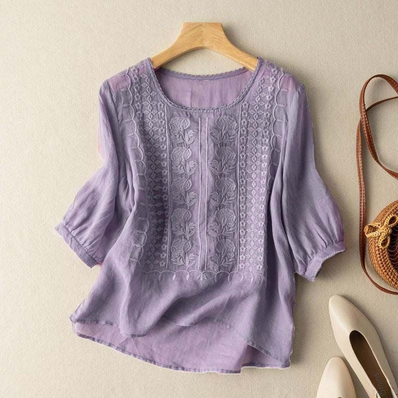 Lina Women's Blouse | Breathable Linen, Timeless Style - Image 10