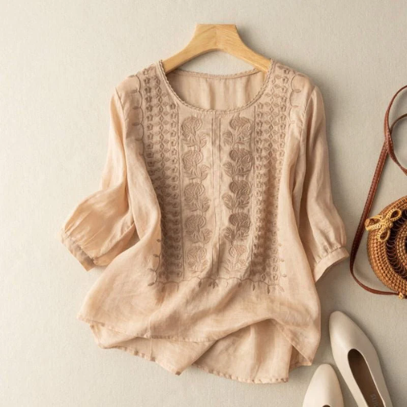Lina Women's Blouse | Breathable Linen, Timeless Style - Image 3