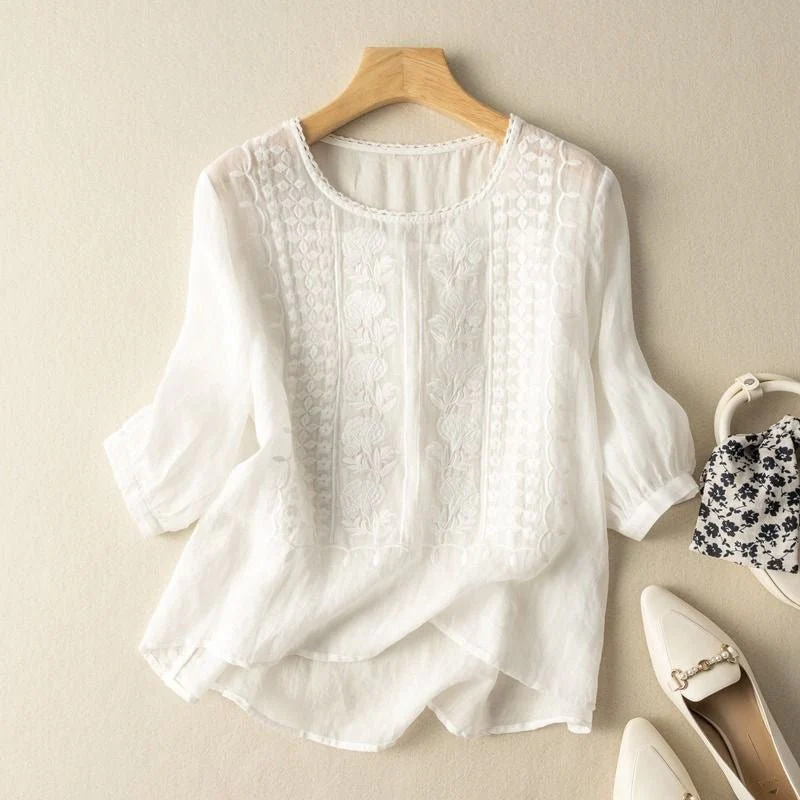 Lina Women's Blouse | Breathable Linen, Timeless Style - Image 4