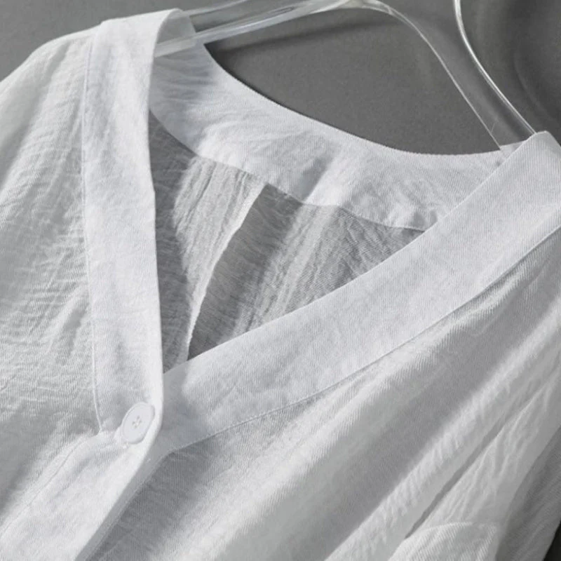 Liora Women's Blouse | Breathable Linen, Batwing Sleeves - Image 3