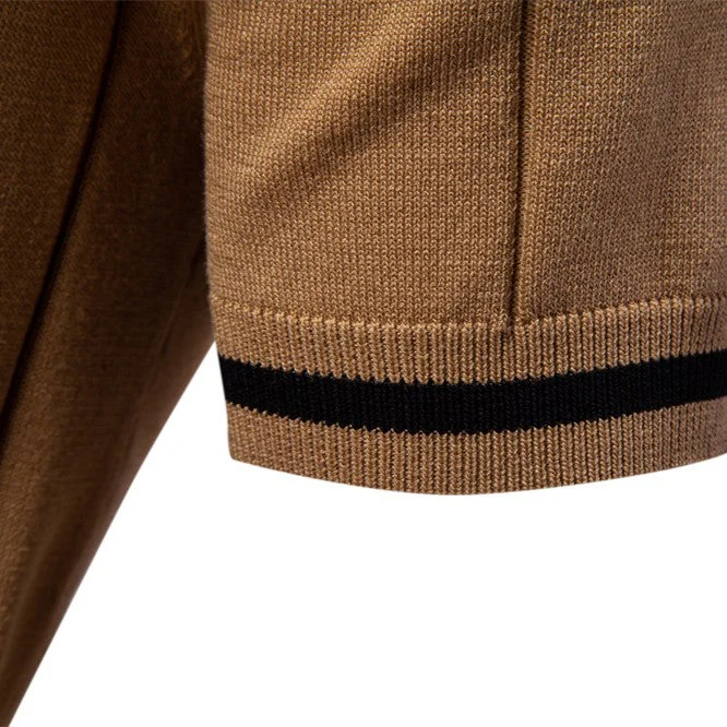 Llevant Men's Polo Shirt | Zip Neckline, Vertical Knit Pattern - Image 10