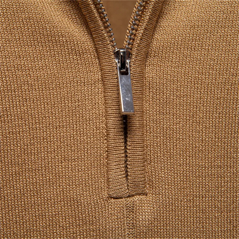 Llevant Men's Polo Shirt | Zip Neckline, Vertical Knit Pattern - Image 8
