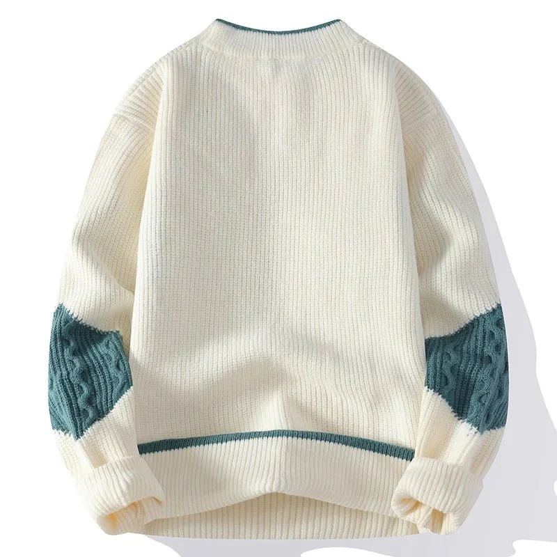 Maverick Men's Pullover Sweater | Wool Blend, Geometric Patchwork Design - Image 3