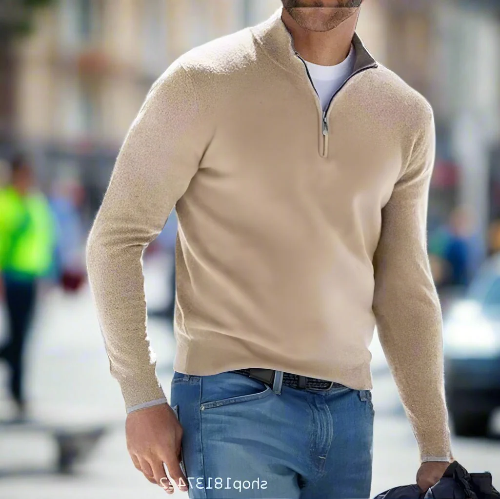 Milo Men's Quarter Zip Sweater | Lightweight Knitted Polyester, Casual - Image 8