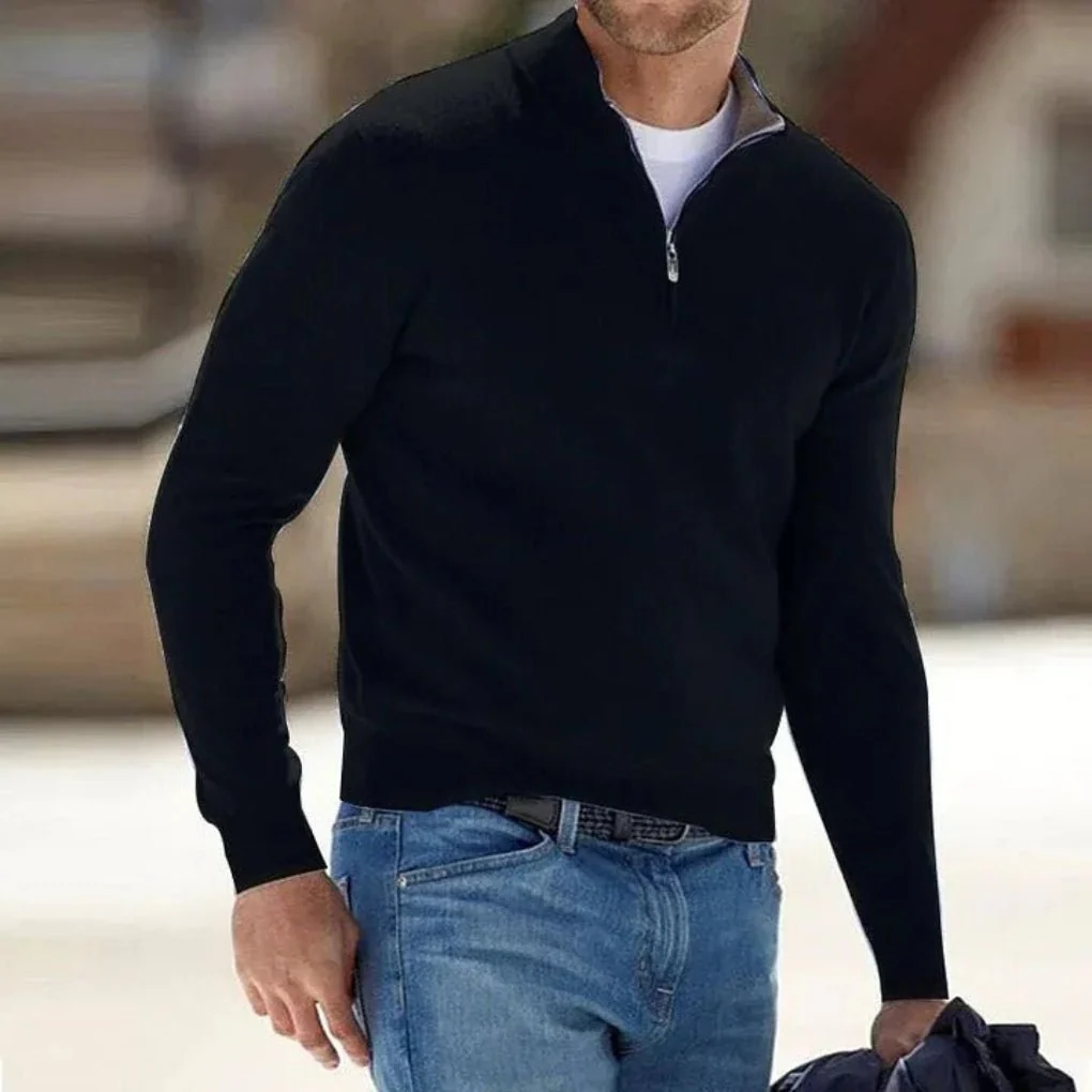 Milo Men's Quarter Zip Sweater | Lightweight Knitted Polyester, Casual - Image 9